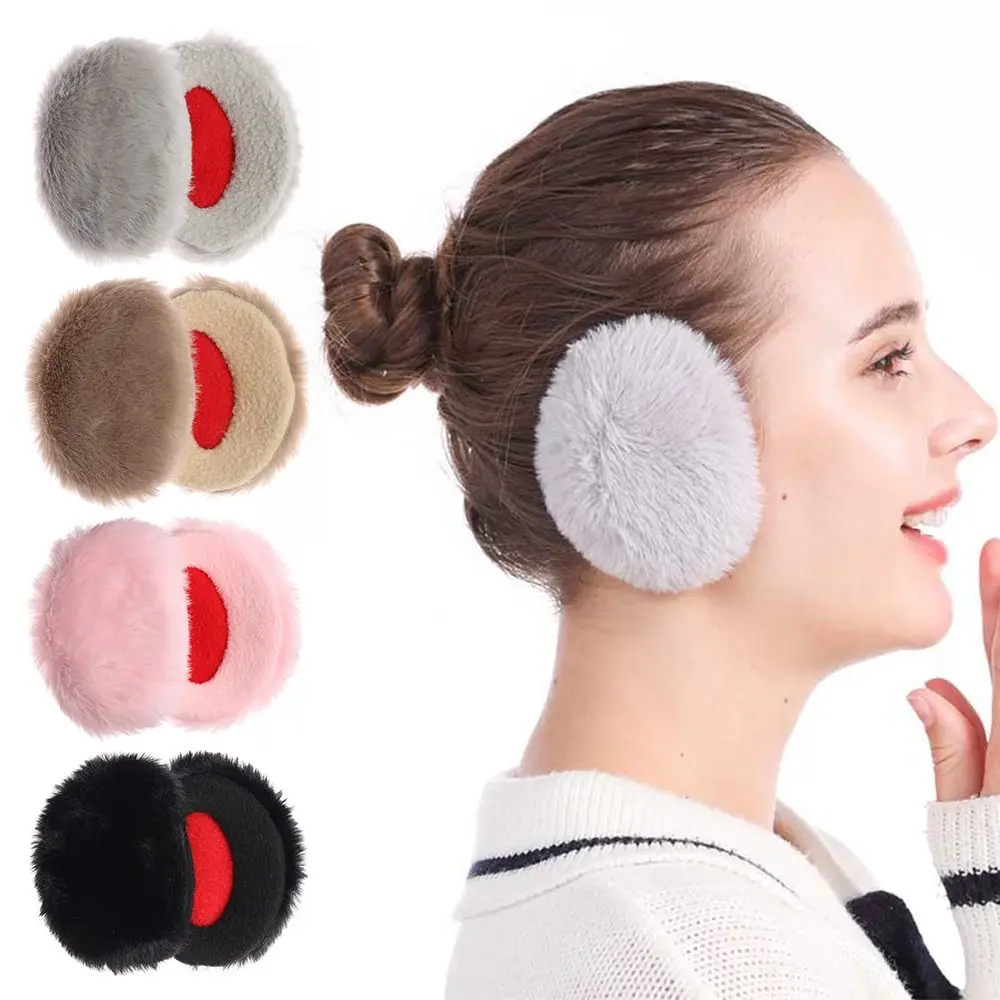 1Pair Thick Warm Fleece Bandless Ear Muffs Winter Women Men Outdoor Cold Weather Ear Protection Windproof Ear Warmer Ear Covers