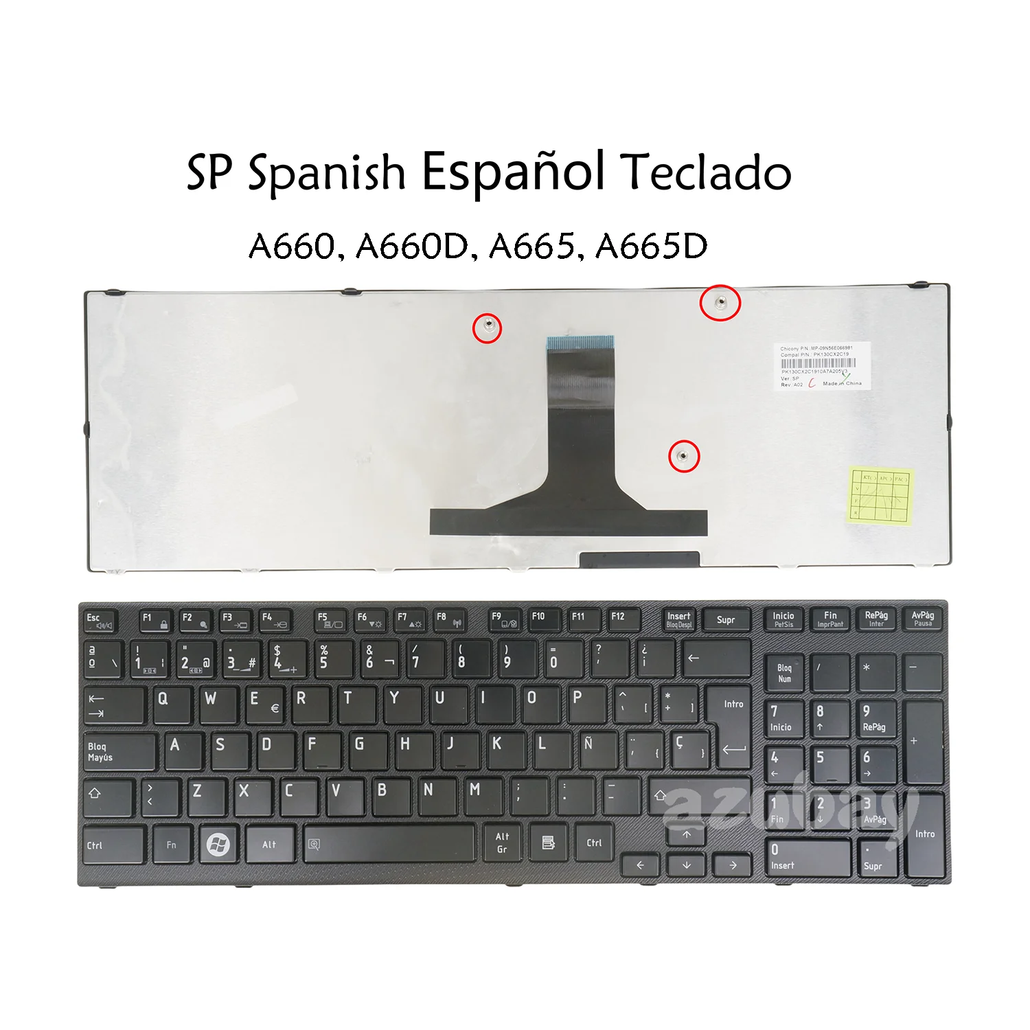 

Spanish Laptop Keyboard Toshiba Mp-09N56E066981 Pk130Cx2C19 Pk130Cx1C19 Mp-09N56La66981 Pk130Cx2C32 9Z.N4Ygc.10S Nsk-Tq1Qc, Satellite A660 A660D A665 A665D Black