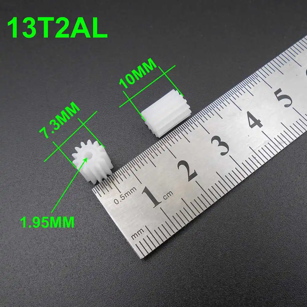 50Pcs (132AL) 0.5 Modulus Bore Aperture 2MM 1.95MM 2A Tight 13 Teeth Gears 0.5M 13T Lengthen Plastic Spur Gear Height 10MM 0.5M
