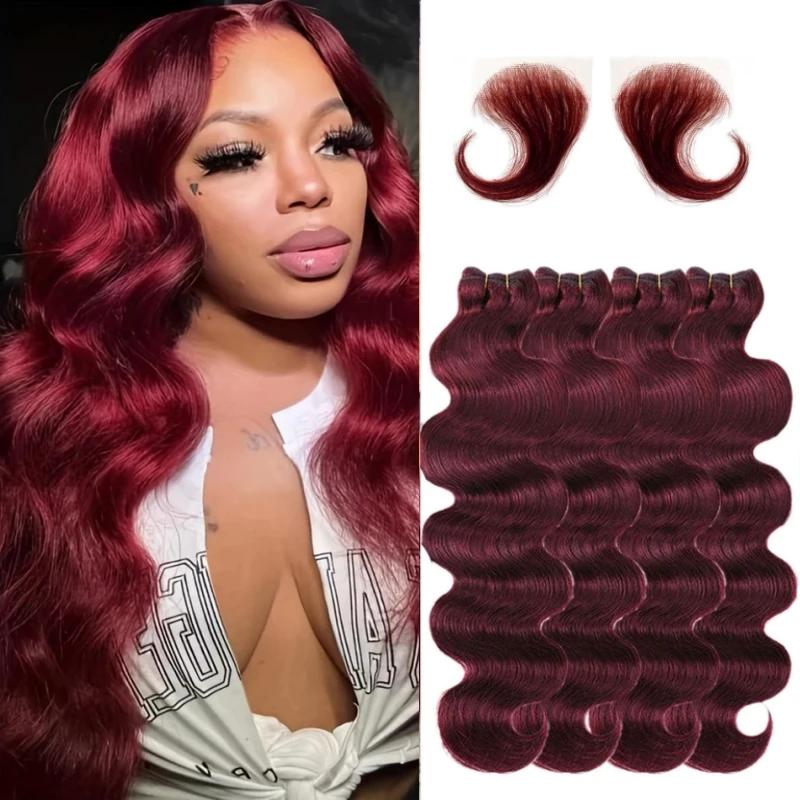 Body Wave Bundles Human Hair 99J Burgundy Color Human Hair 3 Bundles Brazilian Virgin Human Hair Weave Extensions for Wome