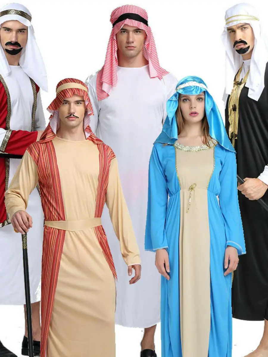 زي عربي للرجال البالغين S Dubai رداء ملابس الشرق الأوسط epherd loween Par Dr up Dubai Sle Ethnic Stage Cos...