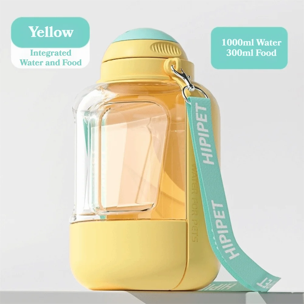 Portable Pet Water Bottle 1000ML Water And Food Integrated Water Bowl Large Capacity Leak-Proof Cat Water Dispenser