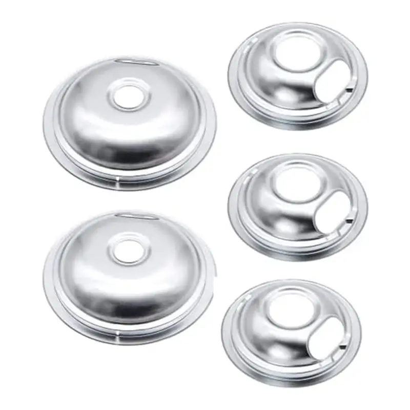 

ABJN-Drip Pan Kit Universal Chrome Burner Drip Bowls Replacement For Kitchen Aid Range W10196405 & W10196406