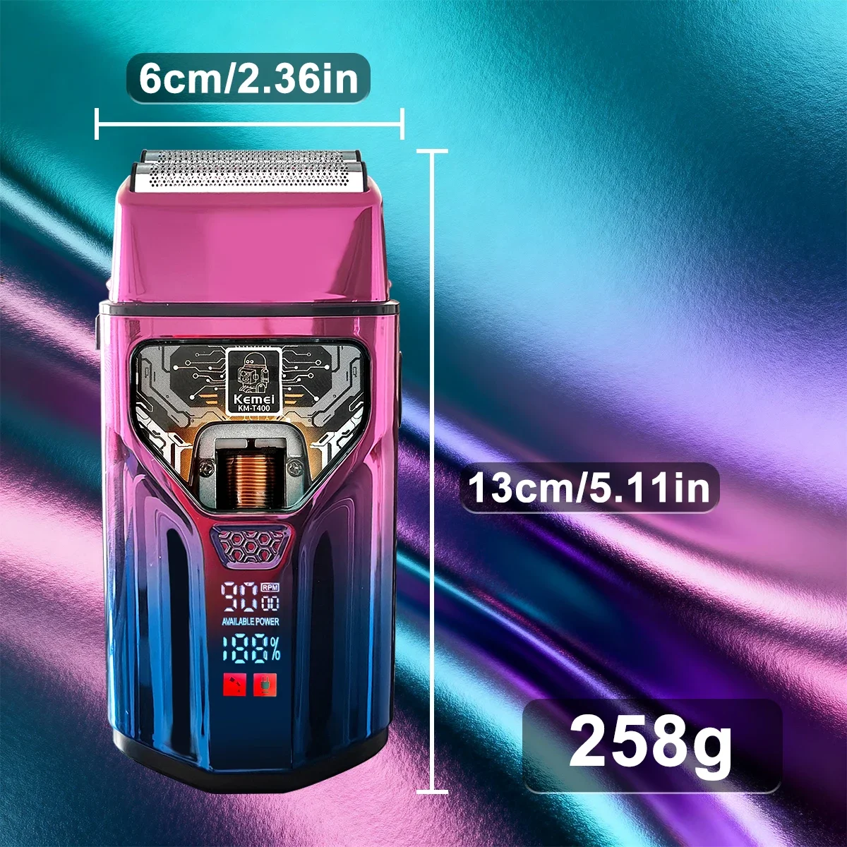 KEMEI KM-T400 المزدوج احباط 9000 دورة في الدقيقة 5 واط المغناطيسي الإرتفاع المحرك شاشة الكريستال السائل 1400 مللي أمبير أداة تهذيب اللحية للرجال ماكينة حلاقة كهربائية