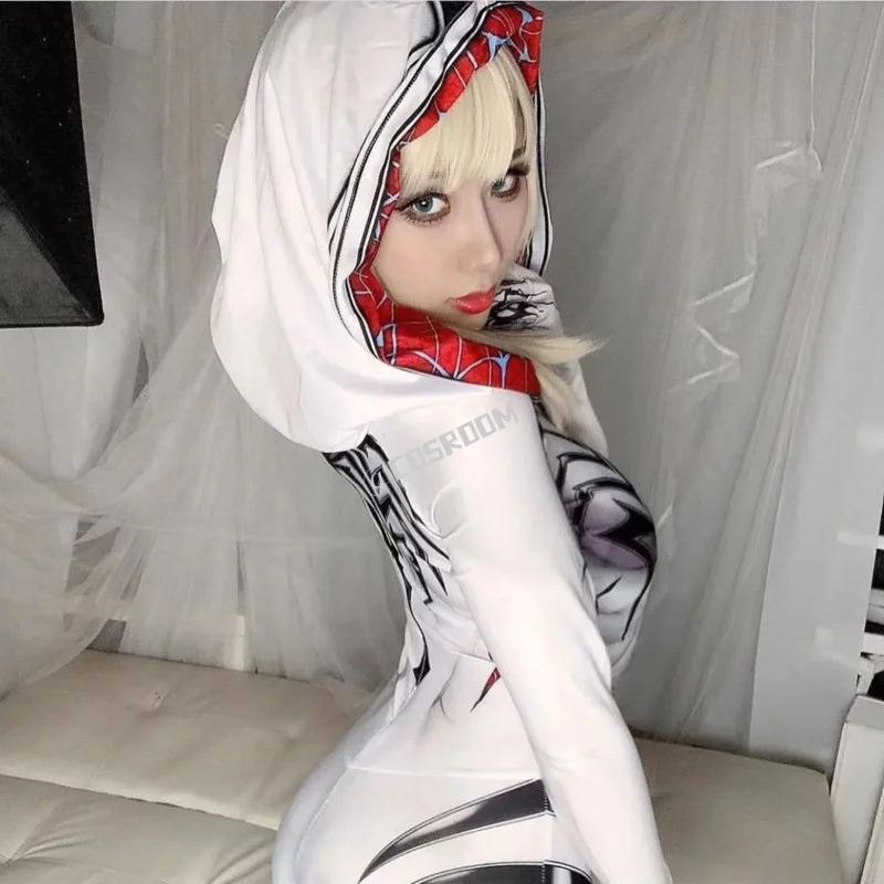 グウェン ステイシー コスチューム アンチ グウェノム コスプレ スーパーヒーロー 全身タイツスーツ ハロウィン コスチューム ボディスーツ セクシー ジャンプスーツ 女性用 ハロウィン コスチューム