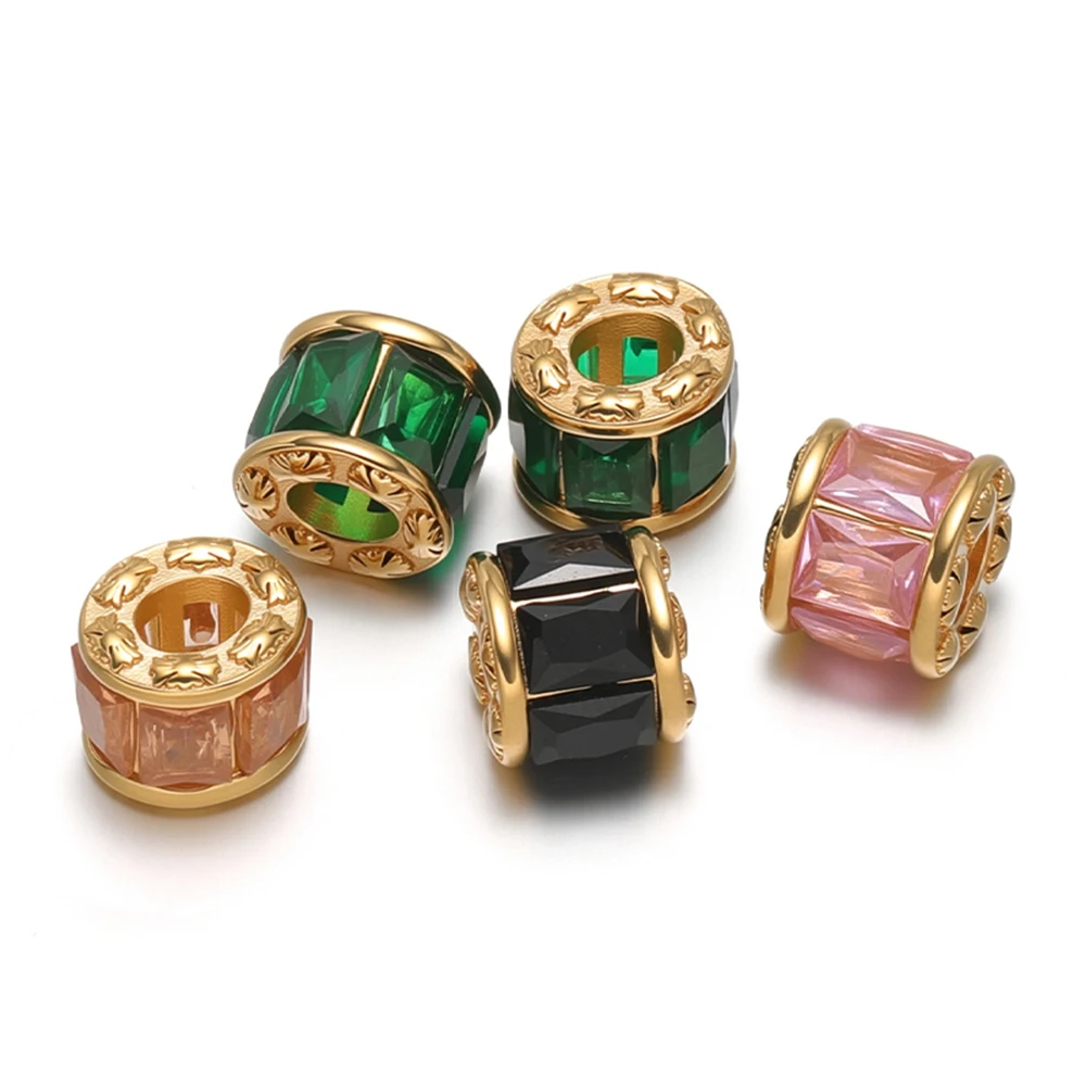 3 قطعة الفولاذ المقاوم للصدأ البيضاوي الزركون برميل الخرز خزر عازل DIY بها بنفسك مجوهرات للبنات النتائج قلادة سوار أقراط مكونات السائبة