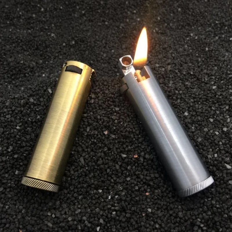 Vintage Old Style Kerosine Lighter Antique Side Slip Wheel Retro Metal Oil Trenches Personalized Smoking Cigarette Accessories