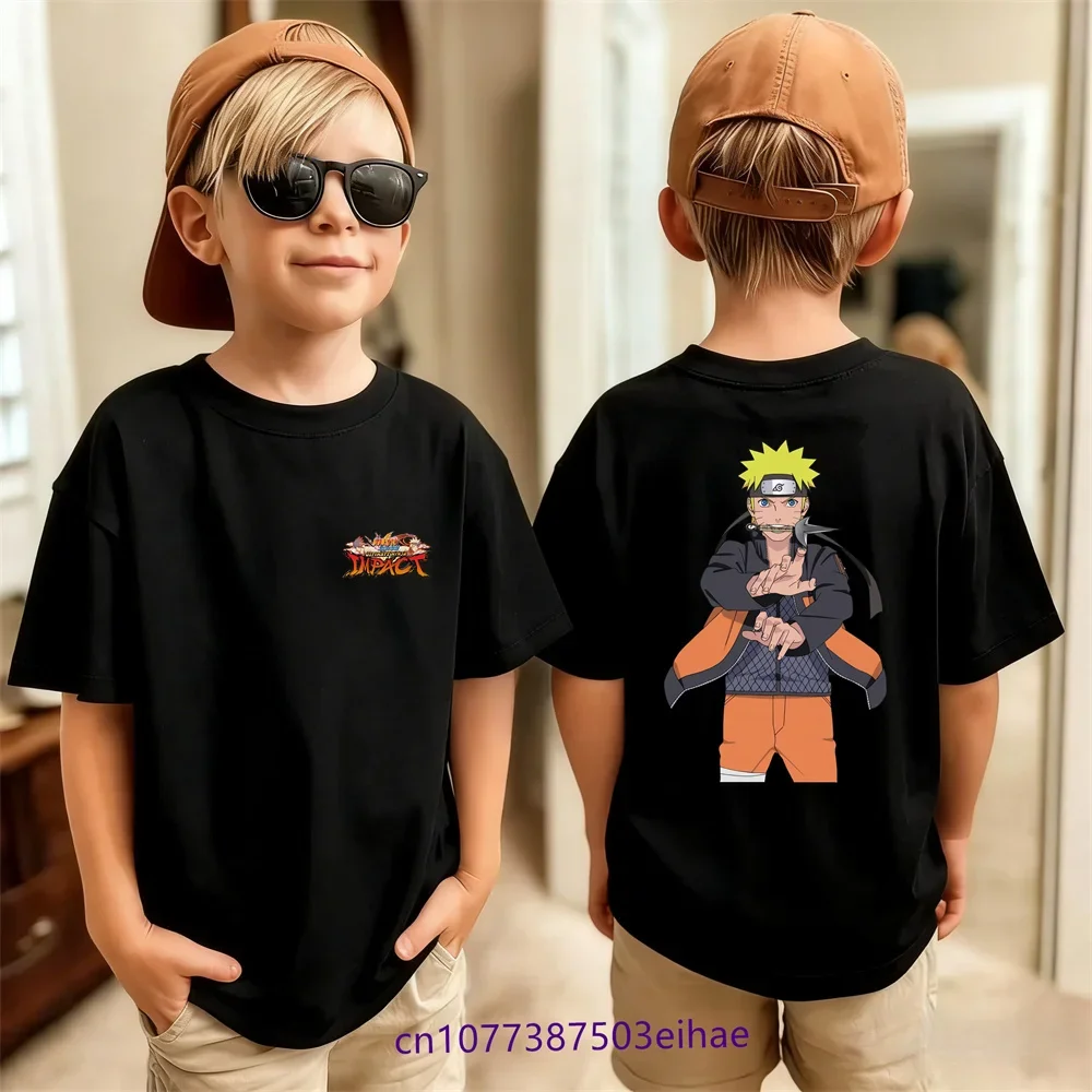 Naruto Clothes Summer T-shirts Cartoon Anime Graphic Print Tee Comfortable Breathable Short Sleeves Cute Tops Birthday Gifts New