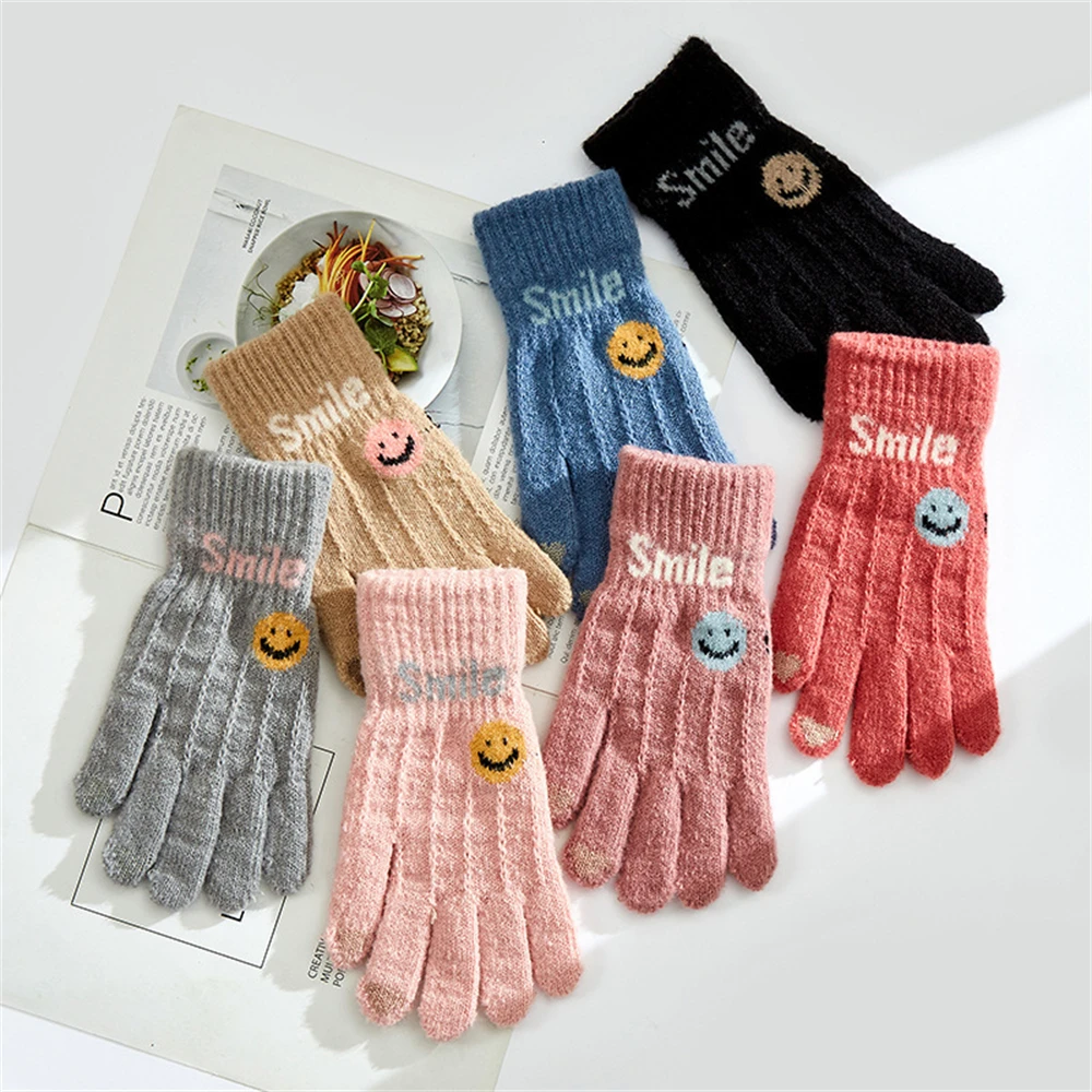 Female Autumn and winter touch-screen cycling lovely students finger points fashion knitted warm gloves ST-1834