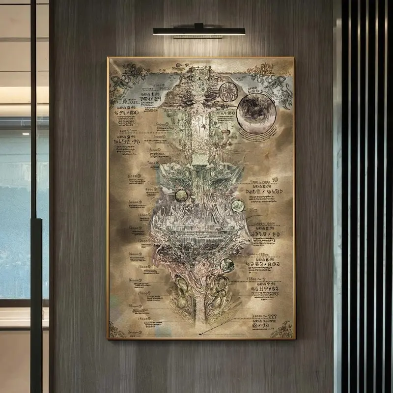 Hecho en Abismo Anime lienzo arte impresión mapa cartel decoración de pared para sala de estar decoración del hogar