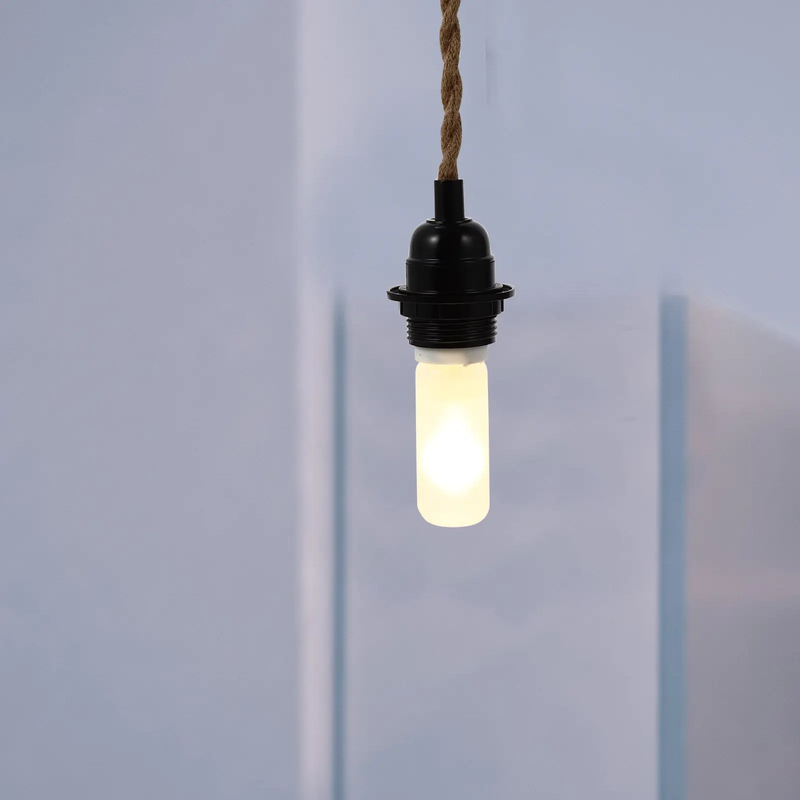 1Set Handmade Hemp Rope Electric Wire Kit Retro Lamp Fixture DIY Pendant Lamp Decor Plug Wire with Light Head Rope Design Plug