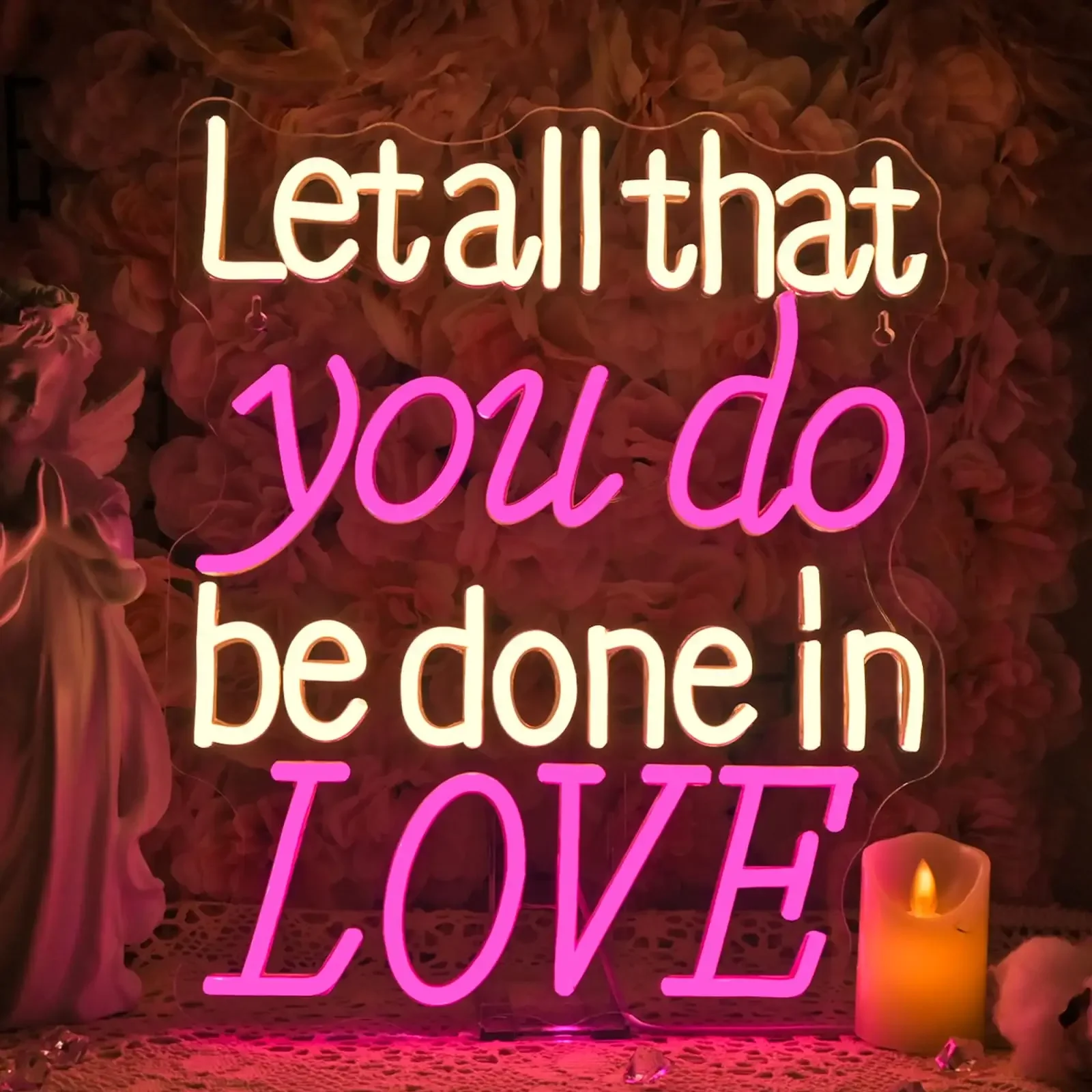 

Let all that you do be done in Love Neon Sign for Wedding Betrothal Wedding Reception Cafe, Church, or Party