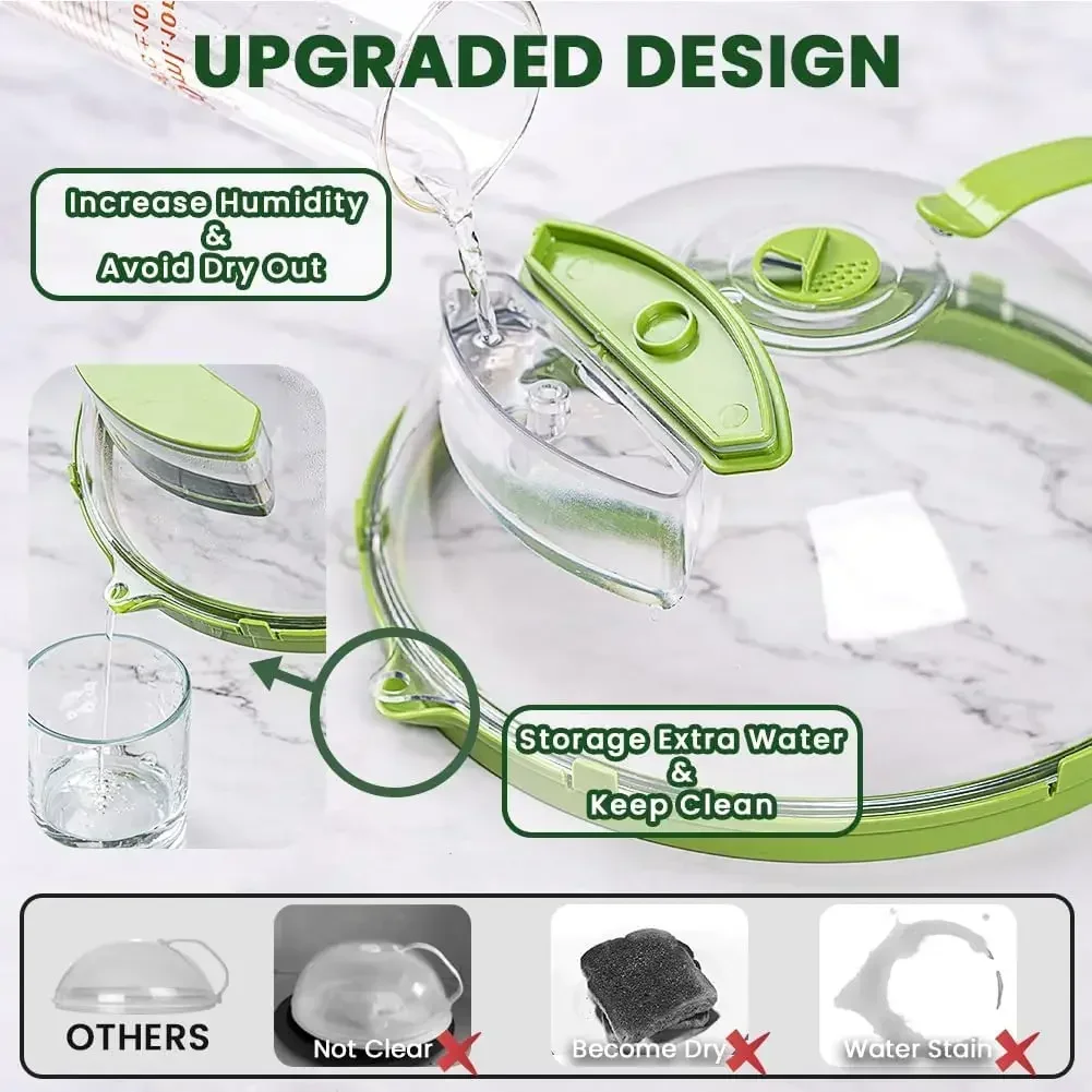 10-Inch Microwave Splatter Cover Clear Plastic Heat Resistant Microwave Oven Dish Plate Cover with Handle and Water Steamer image 4