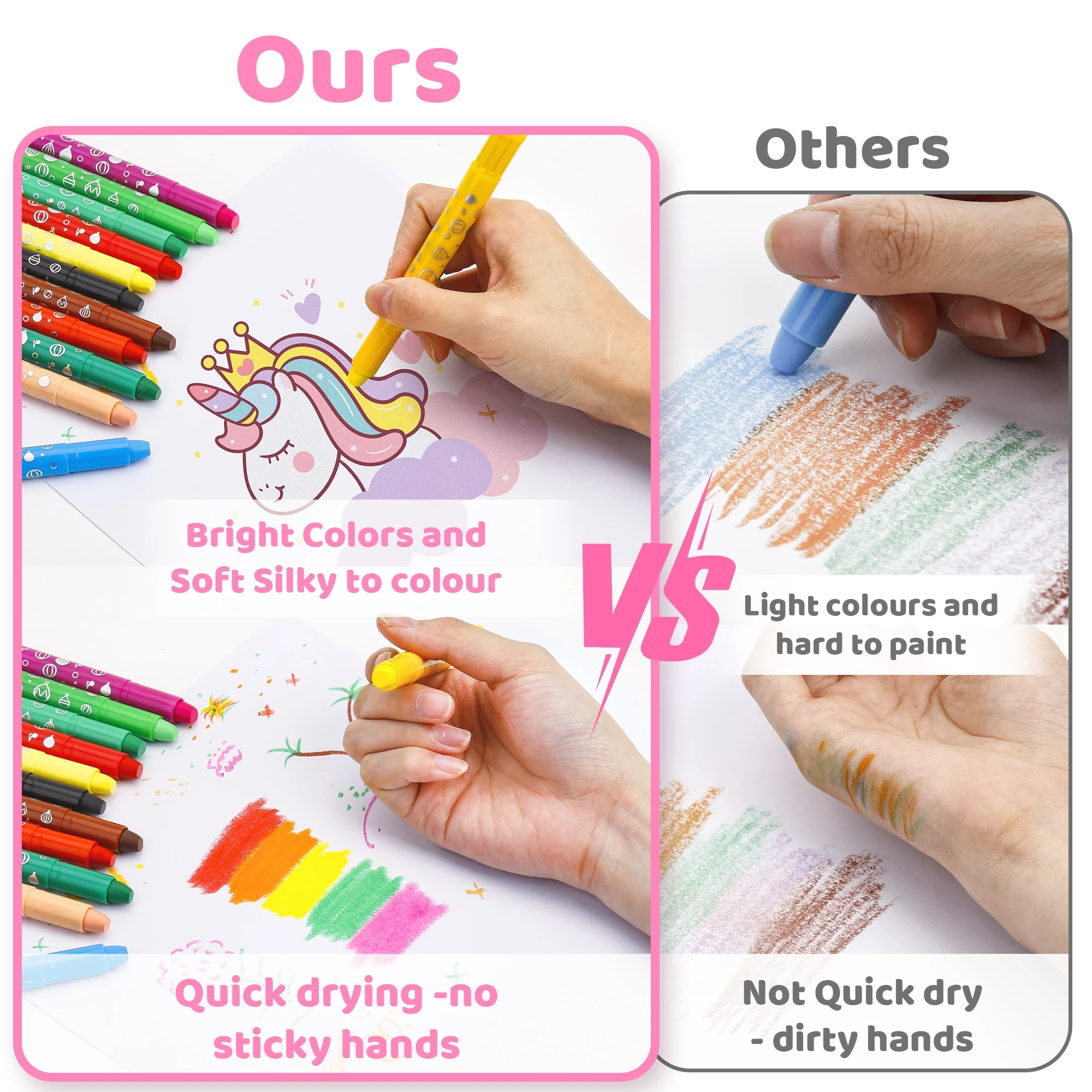12/24 สียูนิคอร์นดินสอสีขี้ผึ้งสําหรับเด็กล้างทําความสะอาดได้ & Erasable Crayons ชุดสําหรับเด็กทารก Quick Drying Crayon ของขวัญวันเกิด