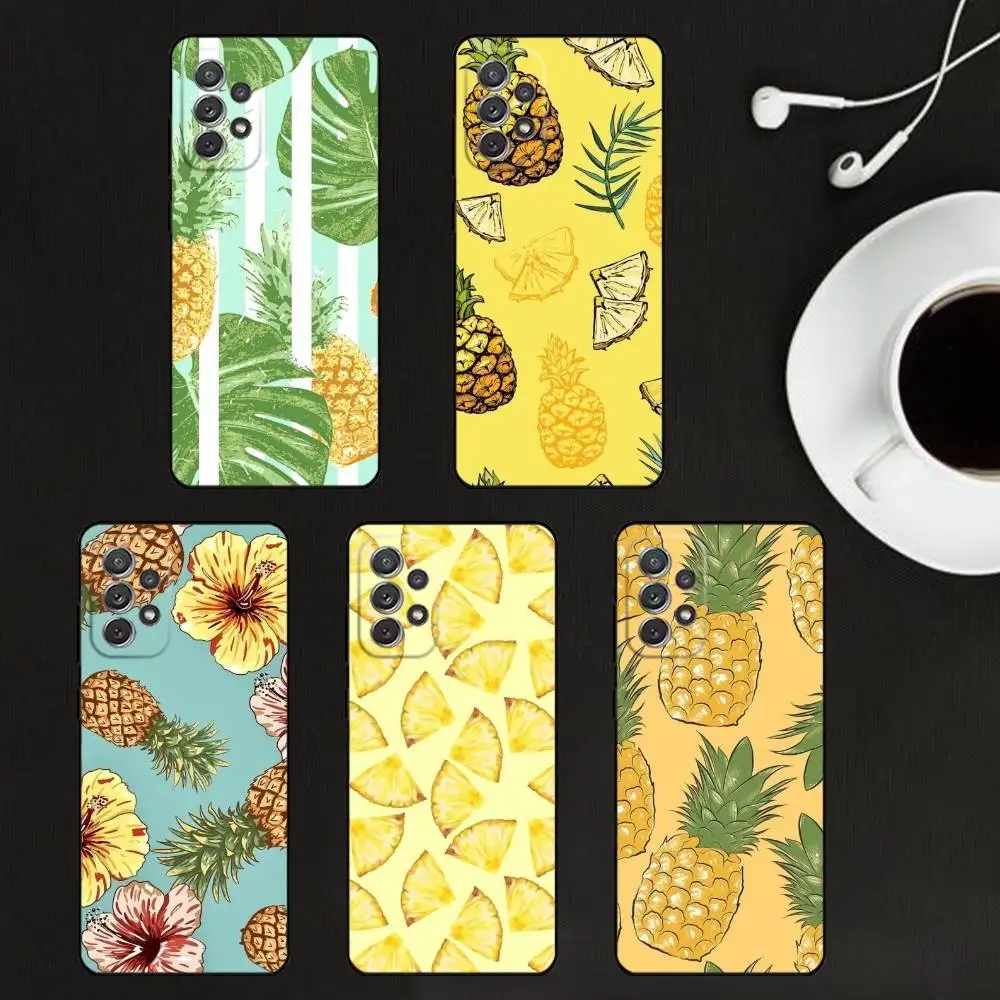 

Tropical Pineapple Collection Phone Case For Samsung S25,S24,S21,S22,S23,S30,Ultra,S20,Plus,Soft Silicone Black Cover