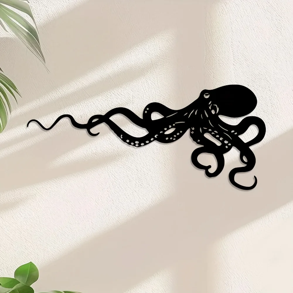 Vintage Oktopus Metall-Wandkunst, Eisen-Tentakel-Skulptur, Nautische Meeresdekoration für Badezimmer Strandhaus