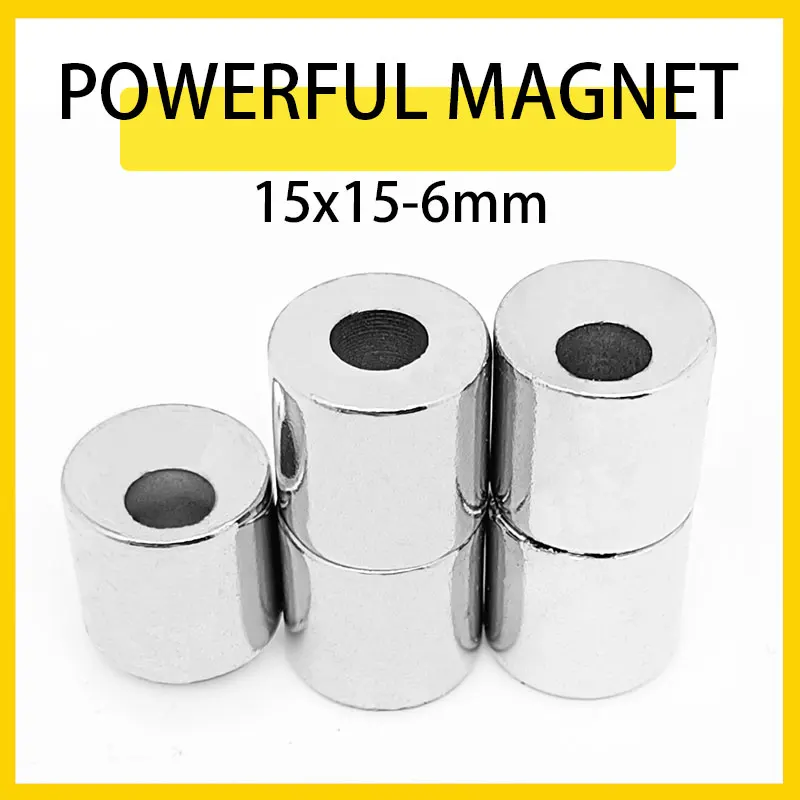 2~30PCS 15x15-6mm Round Neodymium Magnet  15mm x 15mm Hole 6mm N35 NdFeB Super Powerful Strong Permanent Magnetic imanes Disc