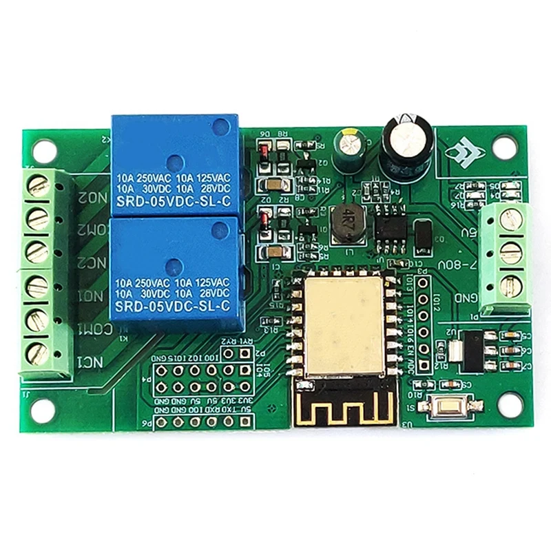 

ESP8266 ESP-12F WIFI Relay Module 2CH 5V/8-80V Relay Switch Develop Board for ARDUINO IDE Smart Home APP Remot Control