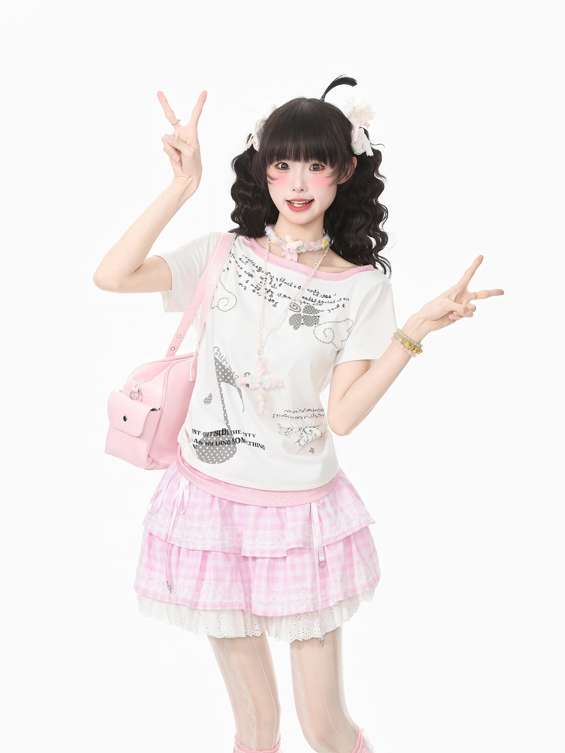 Languid Park Blue Ghost Short Sleeve T-Shirt Women's Short Style Glitter Subculture Casual Breathable High Waist round Neck