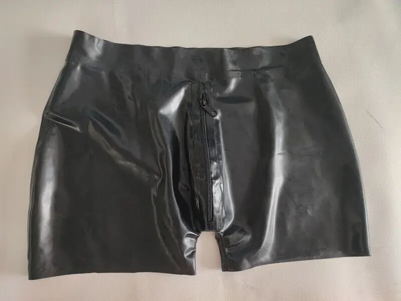 

Latex Rubber Gummi Crotch Zipper Pants Shorts Masquerade Brief Unique XS-XXL