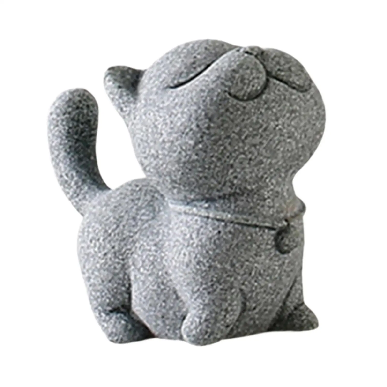Cat Statue Garden Fun Tea Table Tea Lovers Gift Table Centerpiece Animal Decor Stone Tea Pet Sculpture Tabletop Decoration