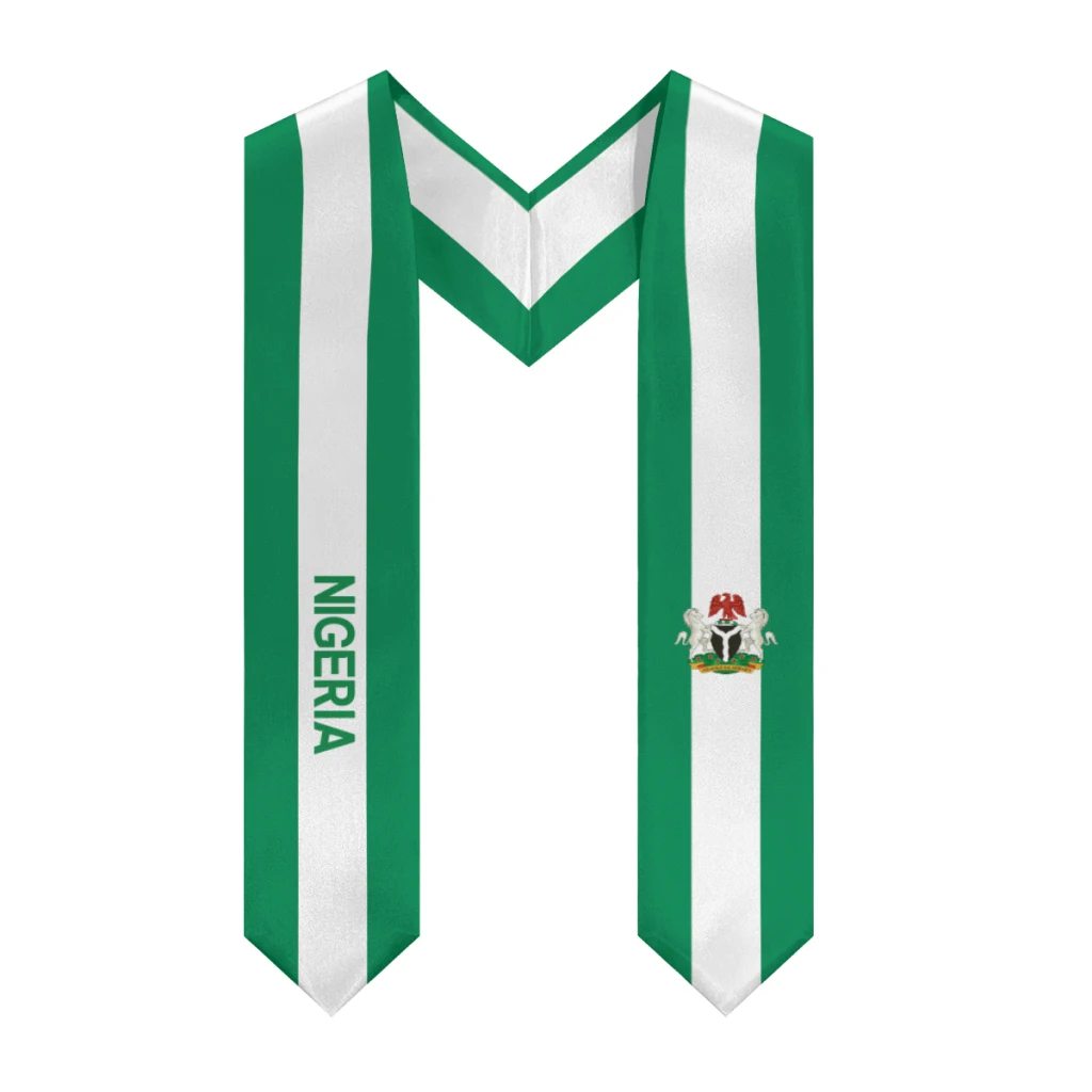 

More design Graduation shawl Nigeria Emblem & United States Flag Stole Sash Honor Study Aboard International Students