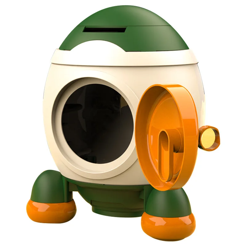 Cartoon Rocket Piggy Bank Large Capacity Deposited And Take Out Piggy Bank With Key Cute Ornament