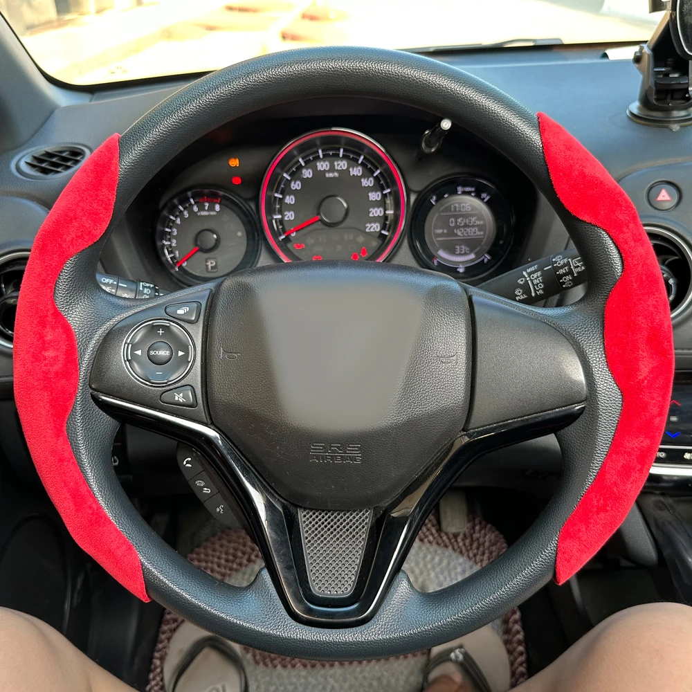 38 cm Auto Lenkrad Abdeckungen Booster Micro Faser Leder Auto Innen Dekorative Zubehör Universal Carbon Faser Aussehen – Detail 17