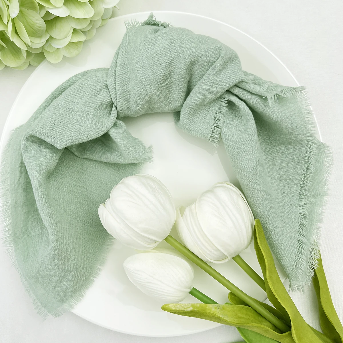 

10/20/50pcs Sage Green Factory Wholesale Serving Cloth Napkins Cotton Fabric Serviette Gauze Table Towels Set Wedding Decoration