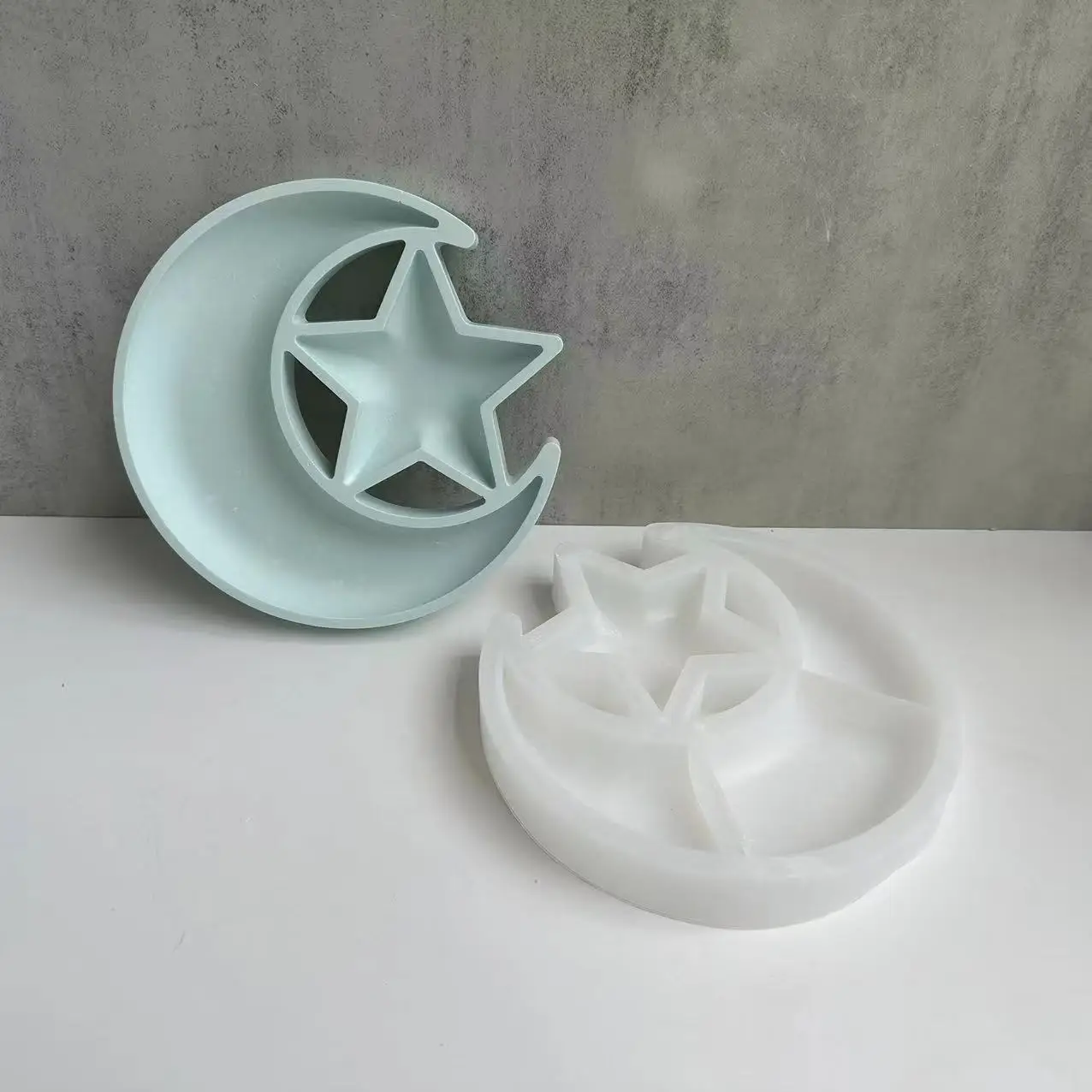 Moon And Star Shape Tray Mold DIY Handmade Aromatherapy Gypsum Storage Tray Plate Silicone Mould Epoxy Resin Decoration Mold