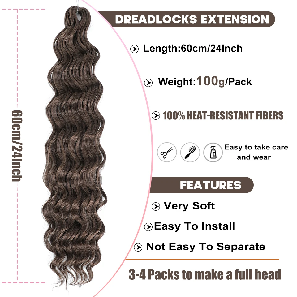 Anna-Extensions de Cheveux Synthétiques pour Femme, Tressage Ondulé, Ombre, Blonde, Rouge, Deep Wave, Afro Curl, Twist, Crochet, 24 Pouces