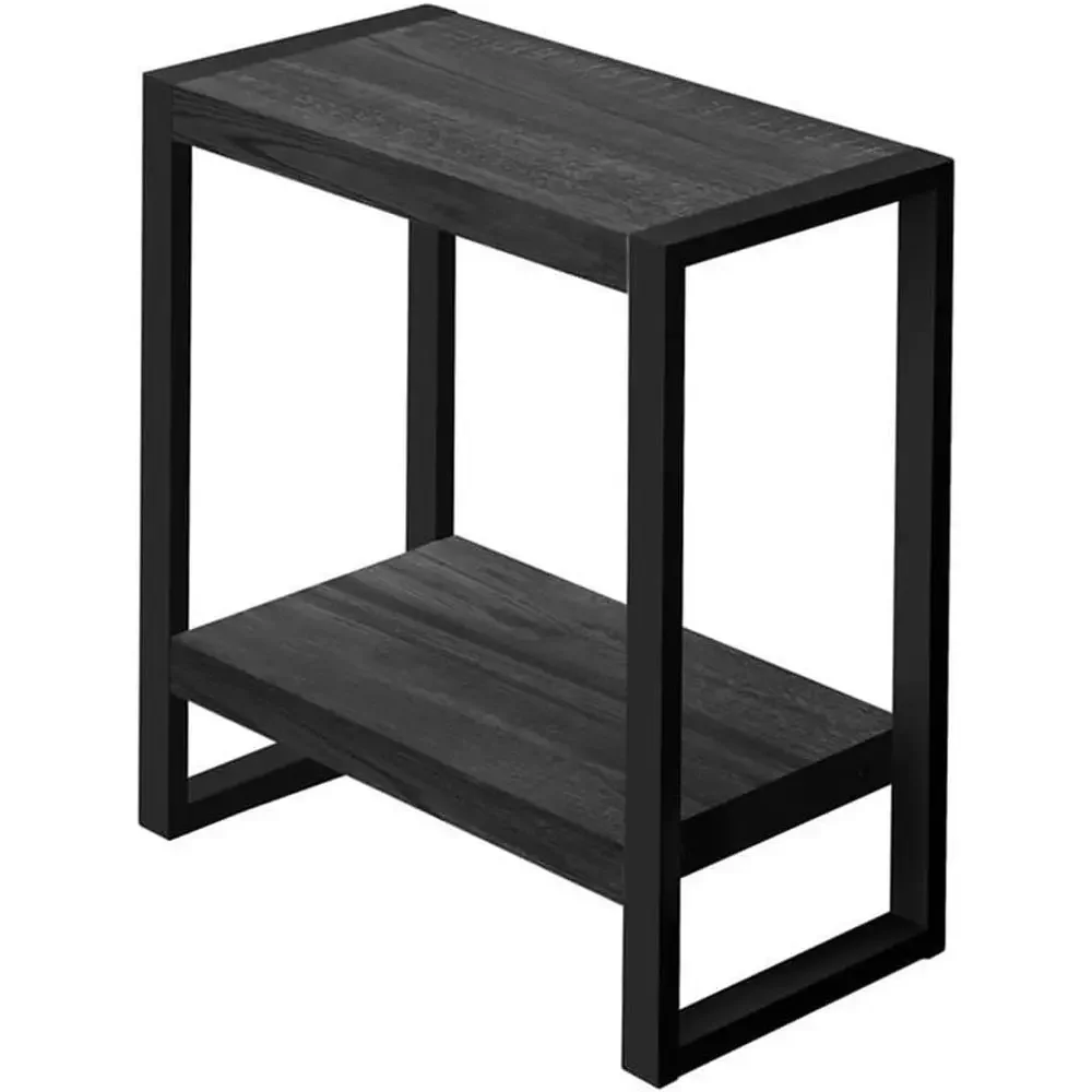 

Contemporary Black Metal and Laminate Accent Table for Living Room or Bedroom, Ideal as Side or Nightstand with Lamp
