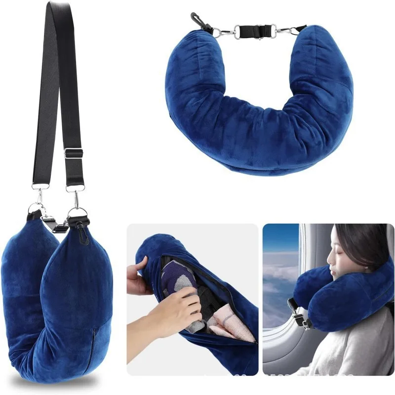 

Fillable travel neck pillow cover storage bag portable explosion-proof zipper bag aircraft pillow clothing tie-dyeing process