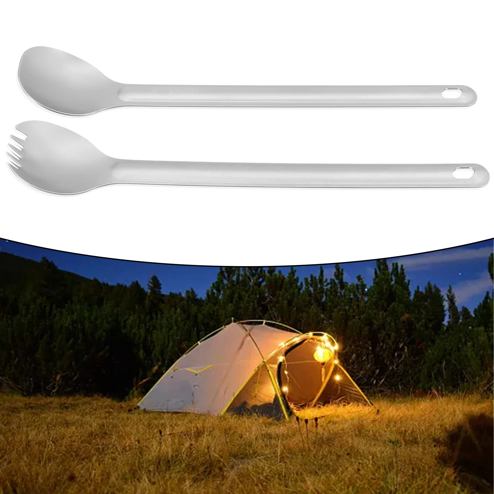 

Durable Titanium Spork Titanium Spoon Long Handle Spoon Cutlery Camping Equipment for Outdoor Camping Picnic Hiking