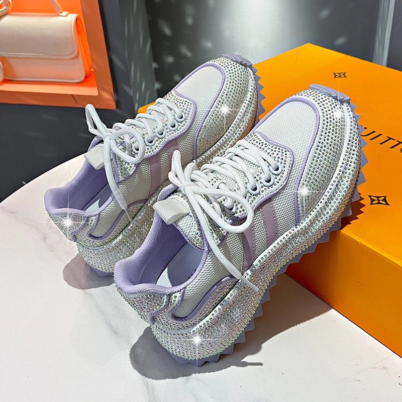 

Кроссовки Flash Diamond Luxury на толстой подошве, дышащие, для спорта и повседневной носки, универсальные женские кроссовки для активного отдыха