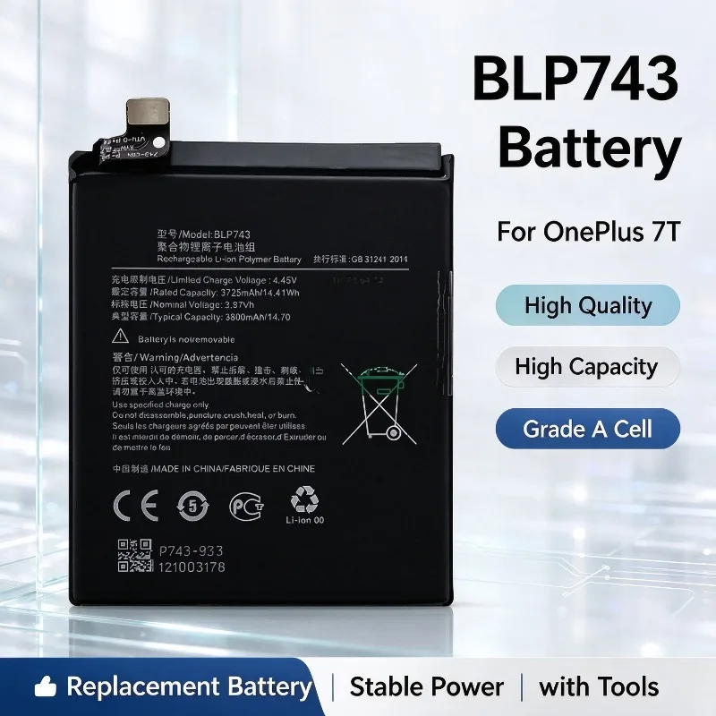 BLP743 Battery for OnePlus 7T High Quality High Capacity Grade A Cell Replacement Battery with Tools