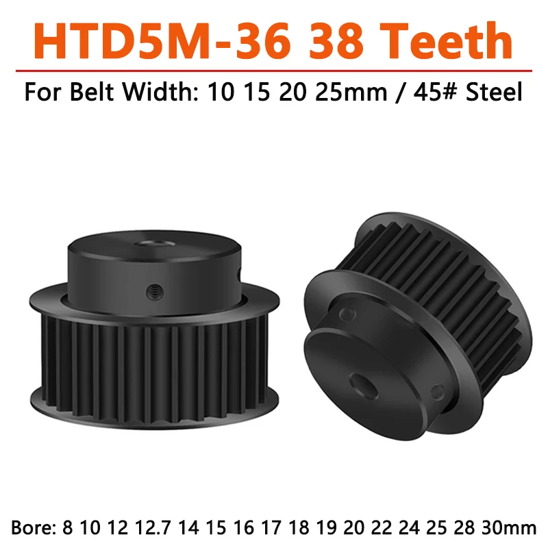 

1pc 36 38 Teeth HTD5M Steel Timing Pulley HTD 5M 36T 38T Synchronous Wheel for Belt Width 10/15/20/25mm Bore 8-30mm Ptich 5mm