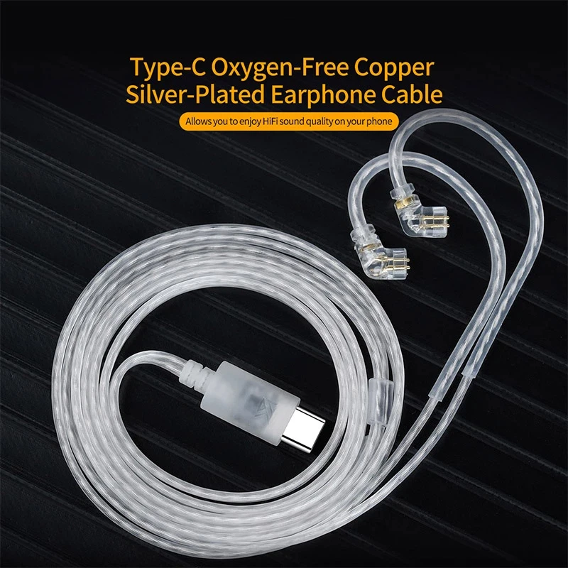 KZ Earphones Cable OFC Silver Plated Upgrade Cable Wire Type-c 2PIN Cables Microphone Optional