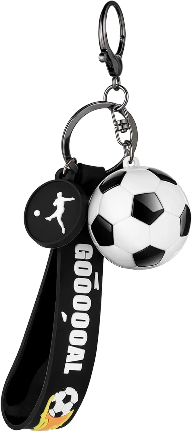 

Soccer Keychain Soccer Gifts Key Chain, Football Inspirational Keyring Sports Fan Silicone Key Rings