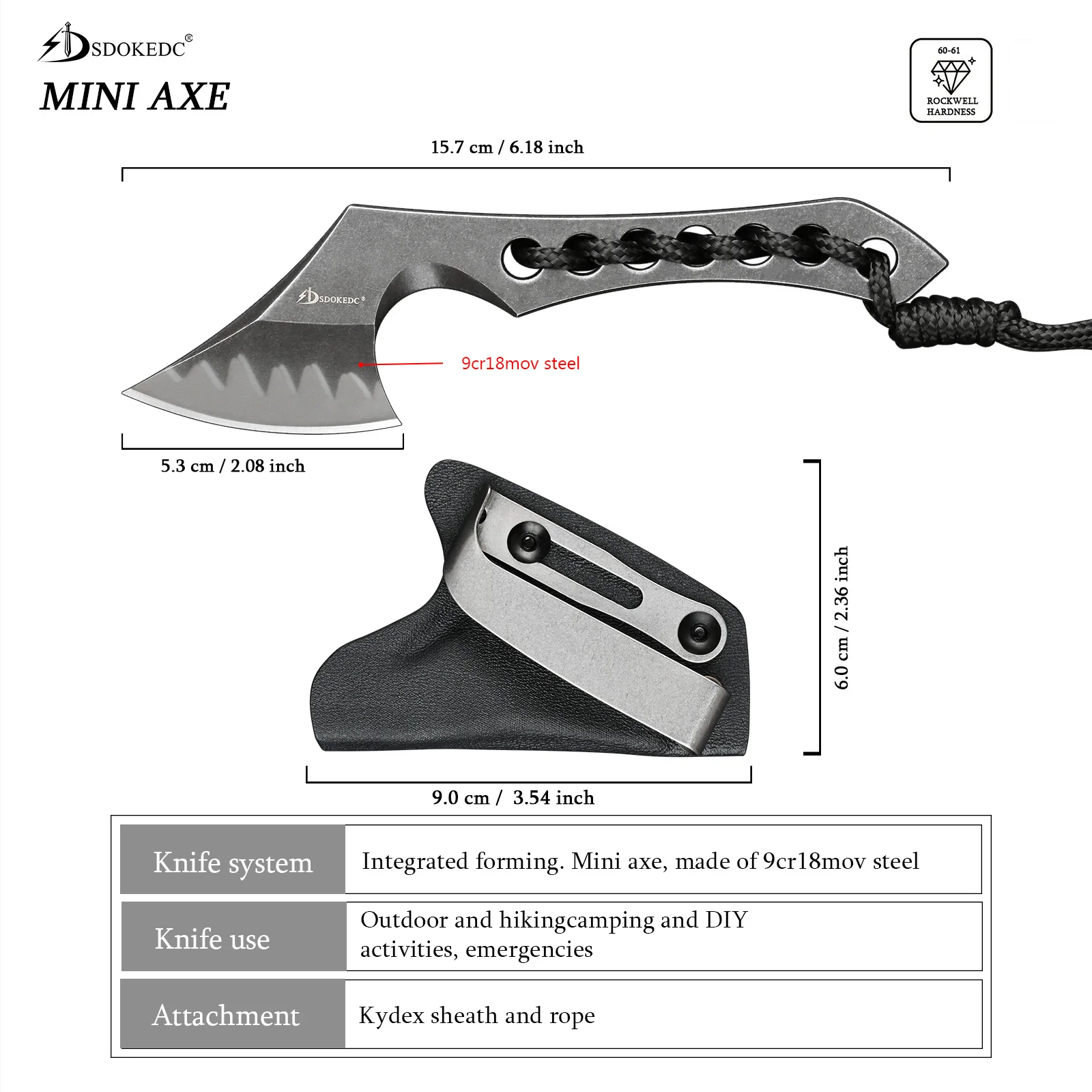 SDOKEDC Full Tang 9CR18MOV Steel Mini EDC Tool With Sheath Fixed Blade Outdoor Camping Utility Knife view 6