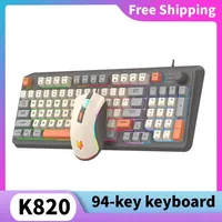 Hot K820 Wired Knob Gaming Keyboard and Mouse Set Mechanical Feeling Office Desktop PC Laptop Keyboard and Mouse Gamer