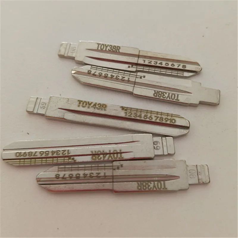 10PCS TOY43R TOY38R #08Engraved Line Key Blade Scale Shearing Teeth Cutting Key Blank Clipper Key Blade For Daihatsu Kia 8 PIN