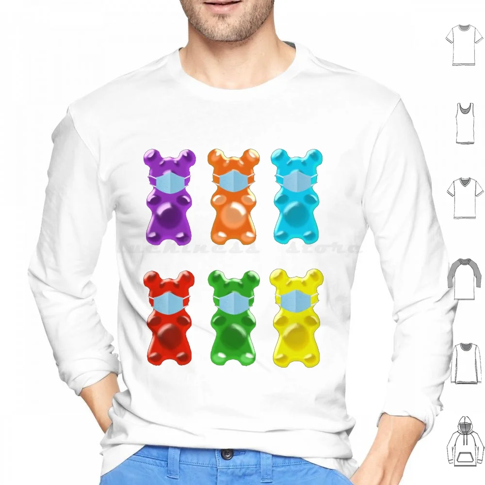 Gummy Bears With Masks Hoodie cotton Long Sleeve Gummy Bears Gummybears Red Blue Green Yellow Brown Purple Candy Children Kids