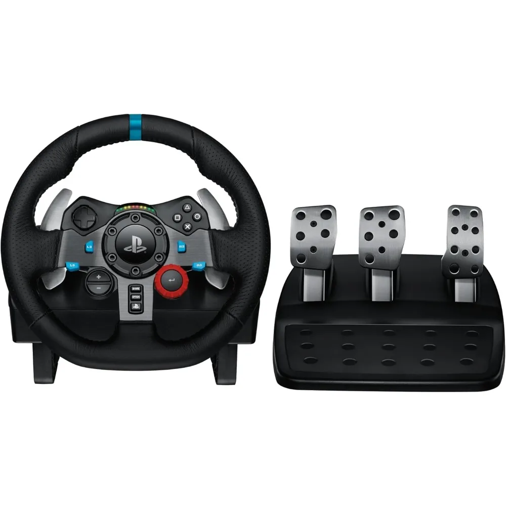 

Driving Force Racing Wheel and Floor Pedals, Real Force Feedback, Stainless Steel Paddle Shifters, Leather Steering Wheel Cover