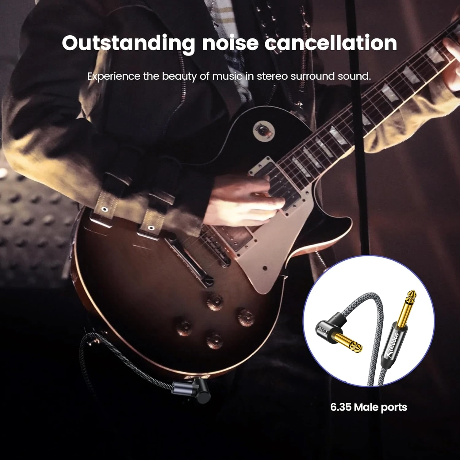 Riksoin Premium 6.35mm to 6.35mm TS Audio Cable, 1/4