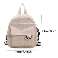 Mini Corduroy Backpack Ins Popular Cute Student Makeup Commuting Bag 2