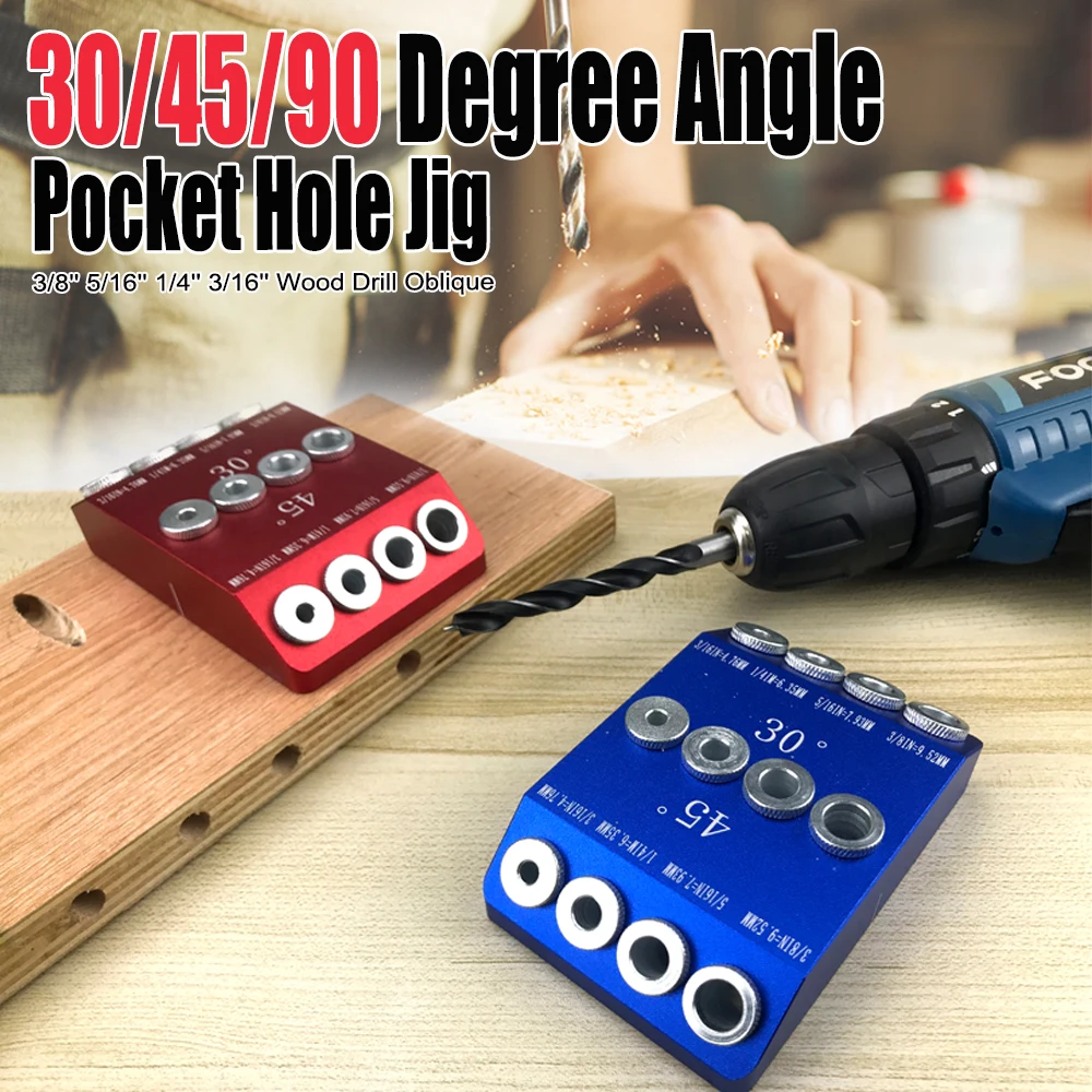 30/45/90 Degree Angle Pocket Hole Jig Guide Oblique Vertical Drilling Guide Locator DIY Woodworking Tool