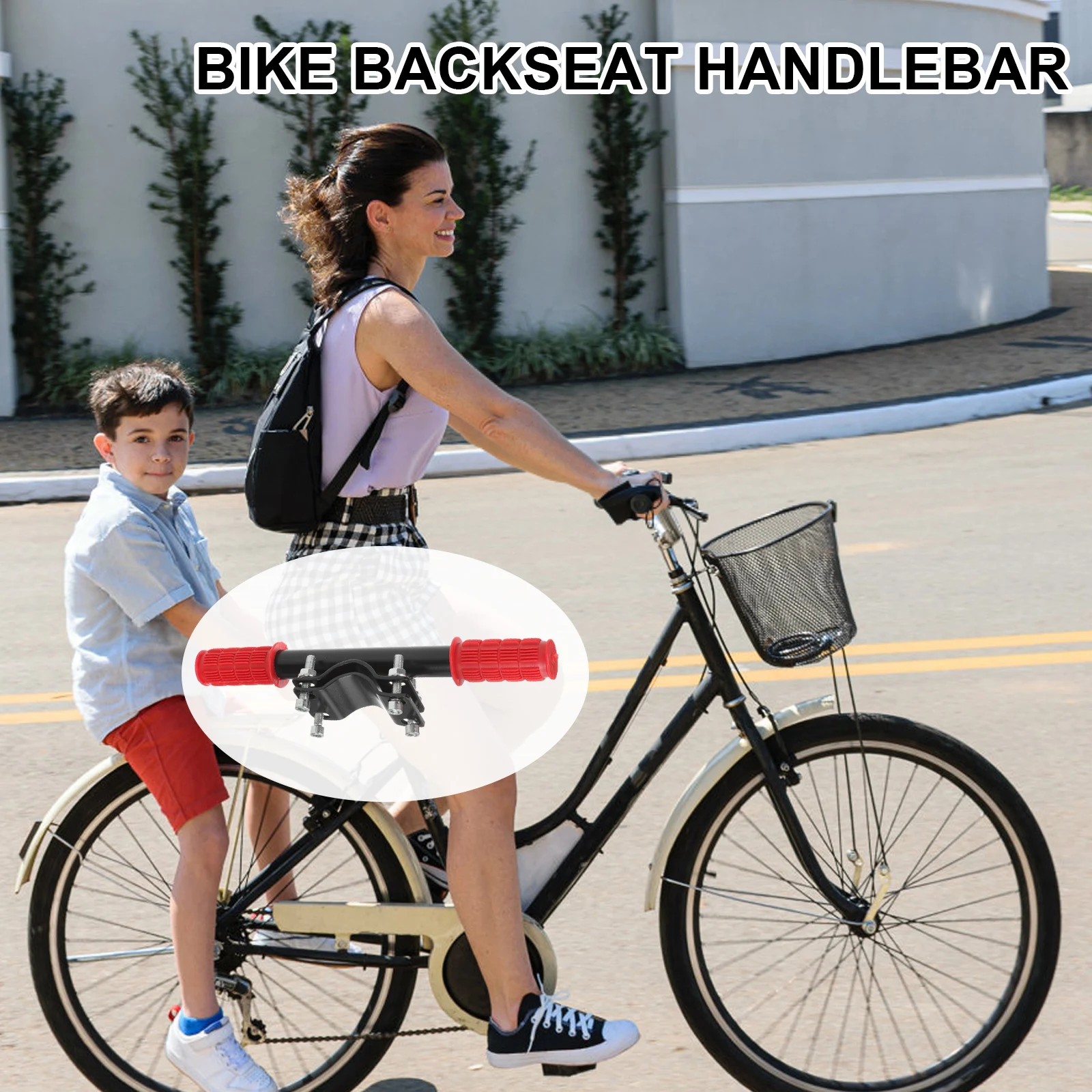 Children Bike Rear Seat Handle Backseat Armrest Alloy Plastic Durable for Mountain Folding Road Bike Accessories