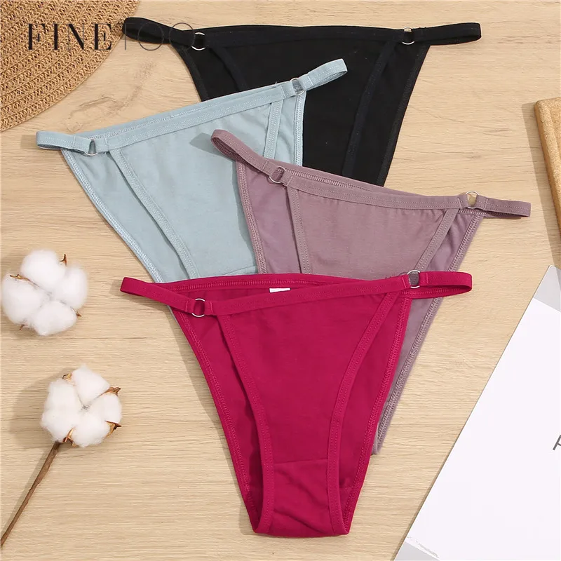 FINETOO Cotton Briefs Panties Women 3Pcs/set Sexy Low Waist Underwear M-2XL Ladies Cotton Underpants Soft Feamle Lingerie 2021