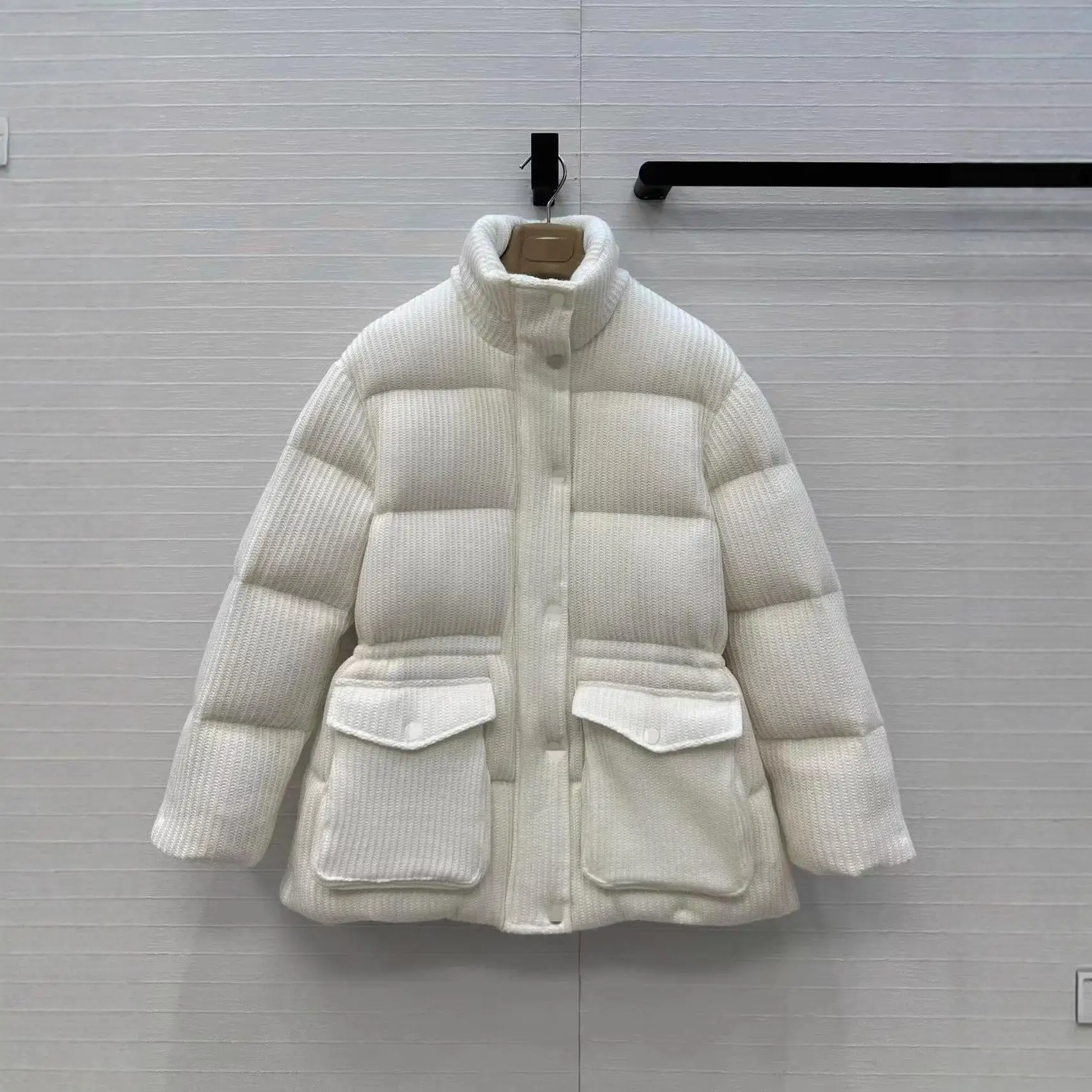 

Faionable Dstring Waistcoat Jaet Coat Button down Single Row Ele Double Personali Stand Collar Autumn Early Spri...